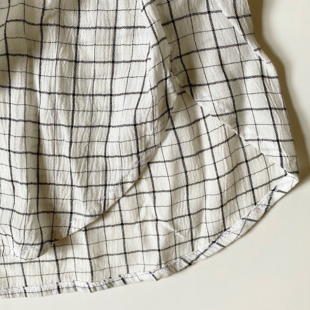 LOFT Plaid Ruffle Split Neck Blouse - Picture 5 of 9